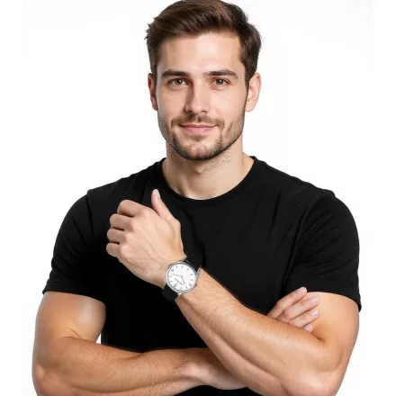 Pierre Cardin férfi karóra analóg Quartz óra karóra  bőr szíj 3ATM 39mm CPI.2016 ezüst/fekete/fehér Méret: N