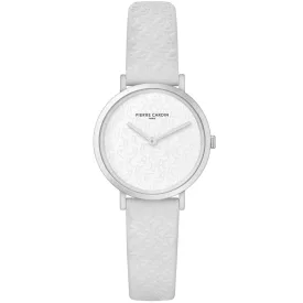   Pierre Cardin női'' karóra  branded initials print,  Quartz óra karóra  bőr szíj 3ATM 31mm CBV.1501 fehér/ezüst Méret: N