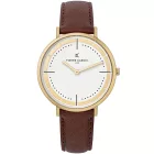 Pierre Cardin férfi analóg Quartz óra karóra  bőr szíj karóra 3ATM 41mm CBV.1031 arany/barna/fehér Méret: N