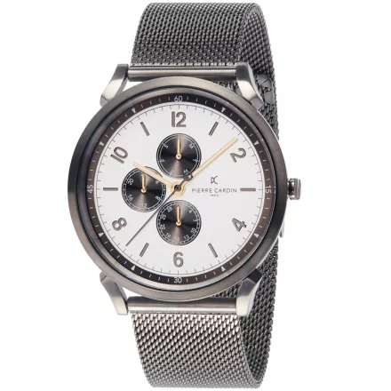 Pierre Cardin férfi karóra  több-számlap analóg Quartz óra karóra  nemesacél Karkötő 3ATM 44mm CPI.2033 ezüst/bézs Méret: N
