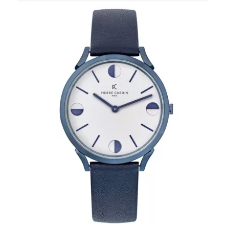 Pierre Cardin férfi karóra analóg Quartz óra karóra  bőr szíj 3ATM 40mm CPI.2009 kék/ezüst Méret: N