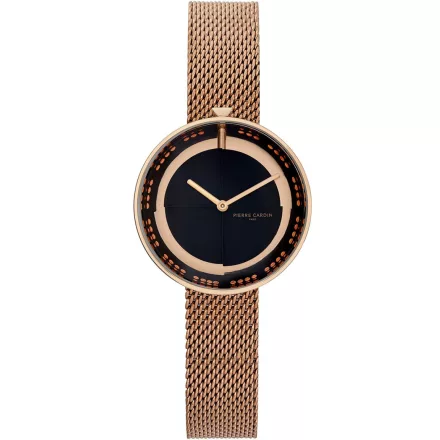 Pierre Cardin női karóra, modern számlap, analóg kvarcóra rozsdamentes acél szíjjal 3ATM 33mm CMA.0001 rózsaarany/fekete Méret:N