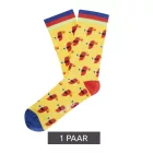1 pair of Moustard Parrot pamut Zokni  parrot print patterned hosszú Zokni 17S-PARR ​​sárga/piros/kék Méret: 36_40