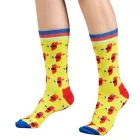 1 pair of Moustard Parrot pamut Zokni  parrot print patterned hosszú Zokni 17S-PARR ​​sárga/piros/kék Méret: 36_40