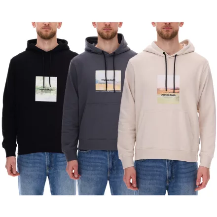 JACK & JONES Esterbro Newton férfi pulóver pamut Pulóver  Originals Studio Print 12266801 szürke, fekete vagy bézs Méret: M