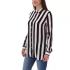 AjC női Ing blúz csíkos hosszú-sleeved Ing világos summer blúz leisure blúz  gomb placket 21945827 fehér/fekete Méret: 34