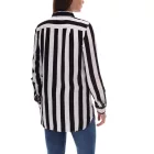 AjC női Ing blúz csíkos hosszú-sleeved Ing világos summer blúz leisure blúz  gomb placket 21945827 fehér/fekete Méret: 34