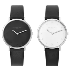   Pierre Cardin női'' karóra  the letters of the márka as numbers,  Quartz óra karóra  bőr szíj 3ATM 39mm CBV.100 fekete/fehér/ezüst vagy fekete/ezüst Méret: N