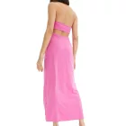 hosszú női summer ruha, halter nyak ruha  extravagant vissza, maxi ruha 905374 rózsaszín Méret: 48_50