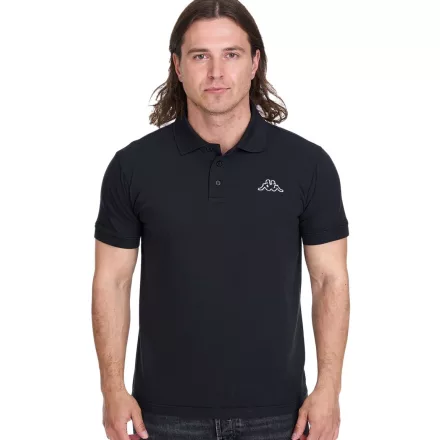 Kappa férfi pamut Polo Ing  kicsi Embroidery, nadrág-Sleeved Pique kötött Polo Ing, 303173NC A03 fekete Méret: S