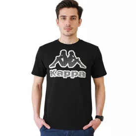   Kappa férfi pamut póló  nagyméretű Logo, kerek nyakú, rövid ujjú, Oeko-Tex 100 Certified, 7085/8191-001 fekete Méret: M