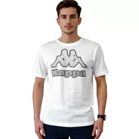   Kappa férfi pamut póló  nagyméretű Logo, kerek nyakú, rövid ujjú, Oeko-Tex 100 Certified, 7085/8191-004 fehér Méret: S