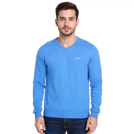HACKETT LONDON GOLF férfi pamut V-nyak kötött Pulóver hosszú újj Ing HMX5000D kék Méret: L