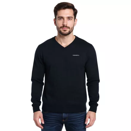 HACKETT LONDON GOLF férfi pamut V-nyak kötött Pulóver hosszú újj Ing HMX5000F fekete Méret: XL
