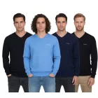 HACKETT LONDON GOLF férfi pamut V-nyak Pulóver, kötött pulóver, hosszú-Sleeved Ing, HMX500D, fekete, kék, vagy sötét kék Méret: L