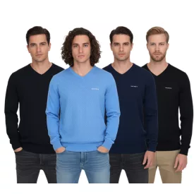   HACKETT LONDON GOLF férfi pamut V-nyak Pulóver, kötött pulóver, hosszú-Sleeved Ing, HMX500D, fekete, kék, vagy sötét kék Méret: XL