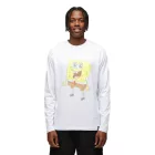 RE:fedett X Nickelodeon férfi hosszú-Sleeved Ing  SpongeBob SquarePants Design, pamut pulóver, kerek nyakú, MMVCM272 fehér Méret: L