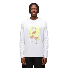   RE:fedett X Nickelodeon férfi hosszú-Sleeved Ing  SpongeBob SquarePants Design, pamut pulóver, kerek nyakú, MMVCM272 fehér Méret: L