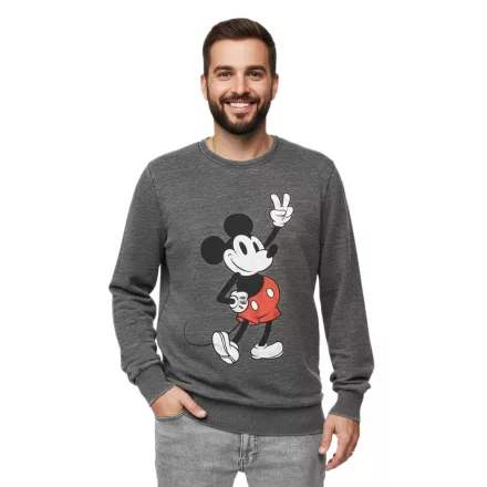 RE:fedett X DISNEY férfi kerek nyakú Pulóver  MICKEY MOUSE Print. Everyday Pulóver  pamut tartalom. MMDIS2489 szürke. Méret: L