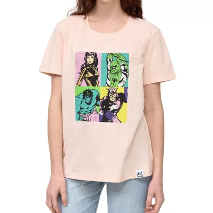 RE:fedett X MARVEL női póló  "Pop Art Portrait" Print, pamut póló, nadrág-Sleeved Ing, MMMARV1125 rózsaszín Méret: L