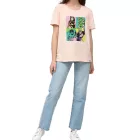 RE:fedett X MARVEL női póló  "Pop Art Portrait" Print, pamut póló, nadrág-Sleeved Ing, MMMARV1125 rózsaszín Méret: L