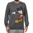 RE:fedett X DISNEY férfi kerek nyakú Pulóver  MICKEY MOUSE Print, Everyday Pulóver  pamut tartalom, MMDIS2486 szürke Méret: M