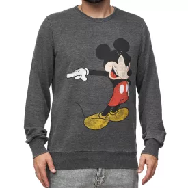   RE:fedett X DISNEY férfi kerek nyakú Pulóver  MICKEY MOUSE Print, Everyday Pulóver  pamut tartalom, MMDIS2486 szürke Méret: M