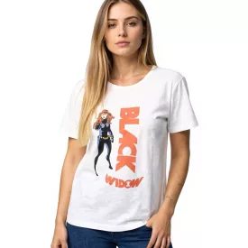   RE:fedett X MARVEL női póló  "fekete Widow" Print, pamut póló, nadrág-Sleeved Ing, MMMARV1122, ekrü-fehér Méret: M
