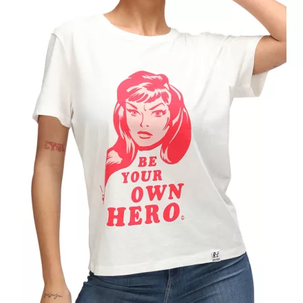 RE:fedett X MARVEL női póló  "fekete Widow" Print, pamut póló, nadrág-Sleeved Ing RCDIF2074, ekrü-fehér Méret: XS