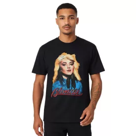   RE:fedett X BLONDIE férfi Sustainable póló  Debbie Harry Print, Cool pamut szíj Ing, MMESY127 fekete Méret: L