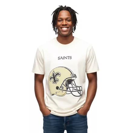 RE:fedett X NFL új Orleans Saints férfi póló  Logo Lettering, pamut póló, kerek nyakú, MMNFL1194 bézs Méret: M