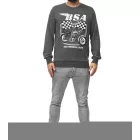 RE:fedett X BSA férfi kerek nyakú Pulóver  "British Motor Flag" Print, hosszú újj pulóver MMBSA301 szürke Méret: M