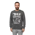 RE:fedett X BSA férfi kerek nyakú Pulóver  "British Motor Flag" Print, hosszú újj pulóver MMBSA301 szürke Méret: S