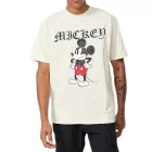 RE:fedett X Disney férfi póló  Grumpy Mickey Mouse Print, pamut Ing  nagyméretű Lettering, kerek nyakú, MMDIS2690 bézs Méret: L