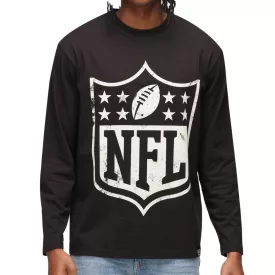   RE:COVERED X NFL Férfi kerek nyakú pulóver nagy NFL logóval, pamut szurkolói pulóver, MMNFL1192, Fekete Méret:M