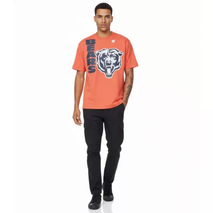 RE:fedett X NFL férfi póló  nagyméretű BEARS Logo Print, pamut kerek nyakú Ing, MMNFL1140 narancssárga Méret: S