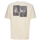 RE:fedett X Bowie férfi póló  "David Bowie King of Rock" Print, pamut póló, kerek nyakú, MMPER769 bézs Méret: M