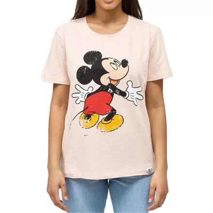 RE:fedett X Disney női Mickey Mouse Hug Print pamut Ing kerek nyakú Ing MMDIS2579 rózsaszín Méret: M