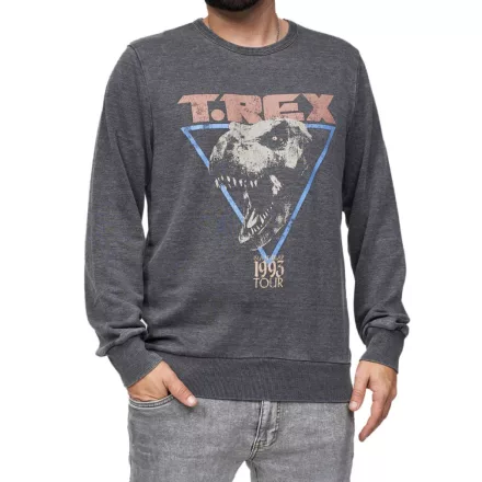 RE:fedett X Jurassic Park férfi kerek nyakú Pulóver  T-Rex 1993 Vintage Print, hosszú újj pulóver MMUNV1960 sötét szürke Méret: M