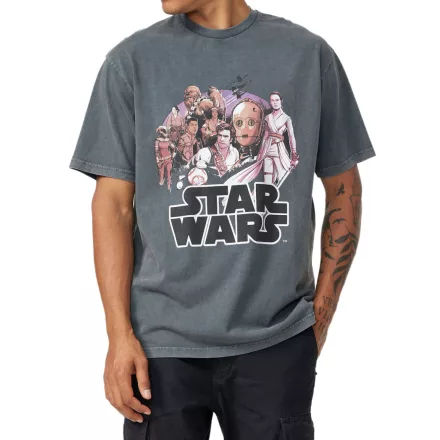 RE:fedett X Star Wars Csillagok Háborúja férfi póló  Skywalker Saga Print, pamut póló, nadrág-Sleeved Ing, MMSTW2449 sötét szürke Méret: M