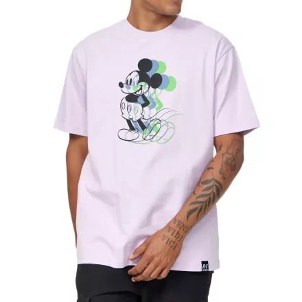 RE:fedett X Disney férfi póló  3- Fade Mickey Mouse Print, pamut kerek nyakú póló MMDIS2687 lila Méret: S