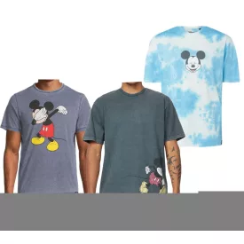  RE:fedett X Disney férfi póló  Mickey Mouse Print. pamut póló  Tie-Dye Look. kerek nyakú. sötét kék, kék Tie-Dye, vagy szürke. Méret: M