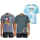 RE:fedett X Disney férfi póló  Mickey Mouse Print. pamut póló  Tie-Dye Look. kerek nyakú. sötét kék, kék Tie-Dye, vagy szürke. Méret: S