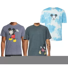   RE:fedett X Disney férfi póló  Mickey Mouse Print. pamut póló  Tie-Dye Look. kerek nyakú. sötét kék, kék Tie-Dye, vagy szürke. Méret: S