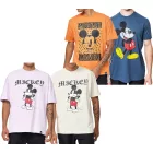 RE:fedett X Disney férfi póló  Grumpy Mickey Mouse Print. pamut póló  nagyméretű Lettering. kerek nyakú. bézs, kék, lila, vagy narancssárga. Méret: M