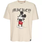 RE:fedett X Disney férfi póló  Grumpy Mickey Mouse Print. pamut póló  nagyméretű Lettering. kerek nyakú. bézs, kék, lila, vagy narancssárga. Méret: M