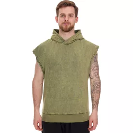   ROCKUPY férfi Hooded Tank Top, ujjatlan pamut Ing  vissza Print, Tie-Dye Muscle Ing 393827 zöld Méret: M