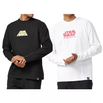 RE:fedett X Star Wars Csillagok Háborúja férfi hosszú-Sleeved Ing "The Empire Strikes vissza" vagy  Poster Print, hosszú-újj pamut Ing, fehér vagy fekete Méret: S