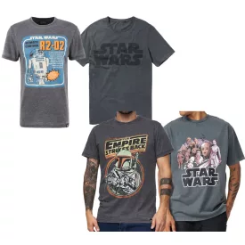   RE:fedett X Star Wars Csillagok Háborúja férfi póló  Skywalker Saga/R2D2 vagy The Empire Strikes vissza Print. pamut póló, nadrág-Sleeved Ing, sötét szürke. Méret: M