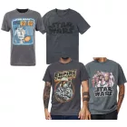 RE:fedett X Star Wars Csillagok Háborúja férfi póló  Skywalker Saga/R2D2 vagy The Empire Strikes vissza Print. pamut póló, nadrág-Sleeved Ing, sötét szürke. Méret: S
